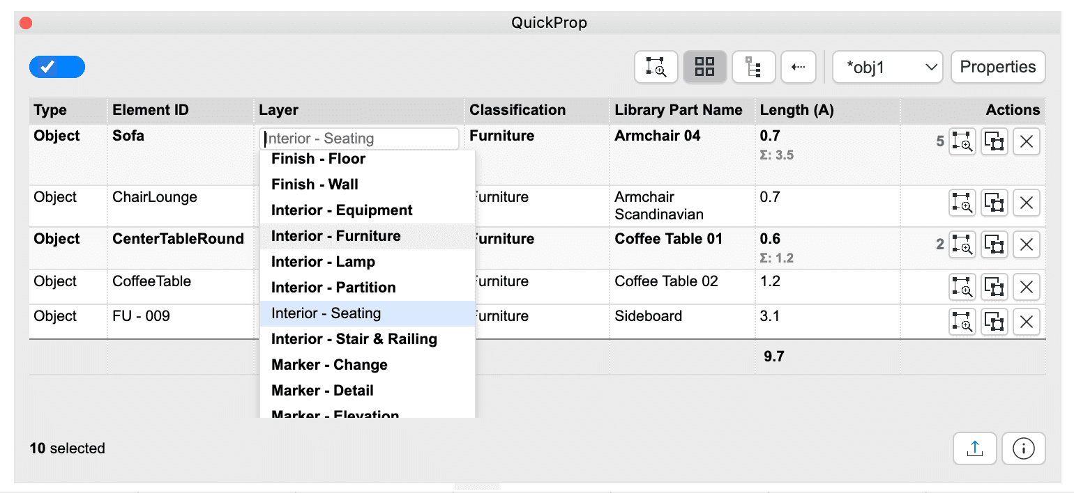 Now Edit Properties right within QuickProp and Export to Excel