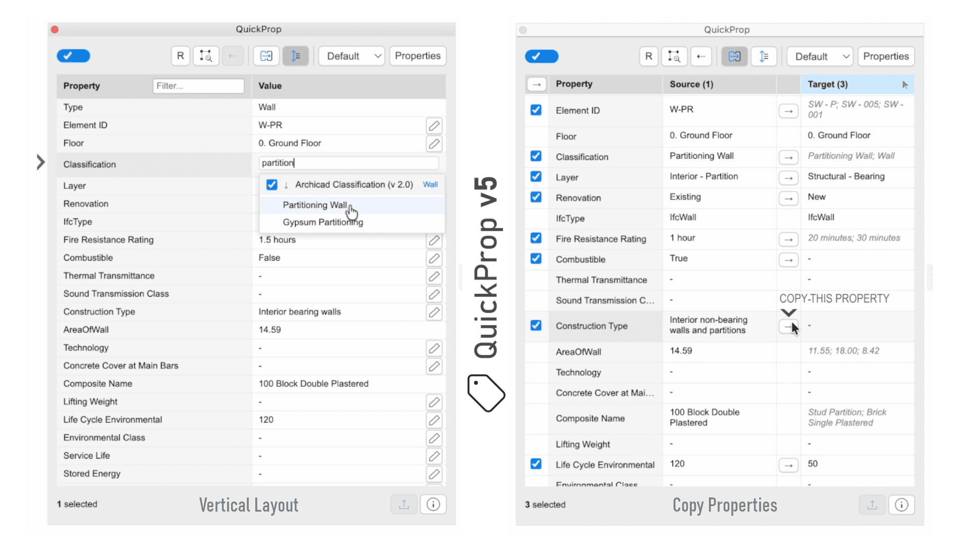 QuickProp v5 - Vertical layout & Copy selective properties