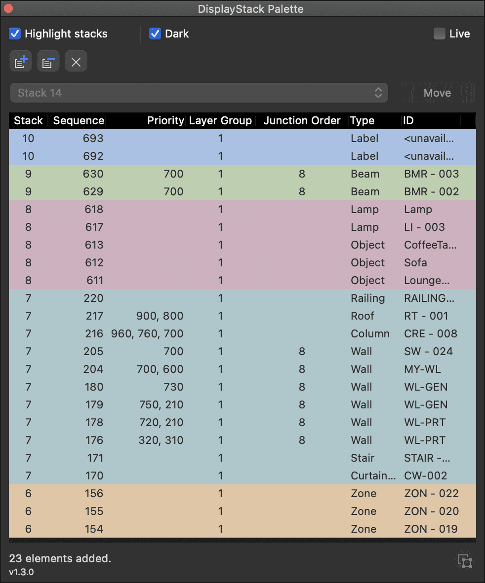 DisplayStack for Archicad: Layer Intersection Group and Junction Order